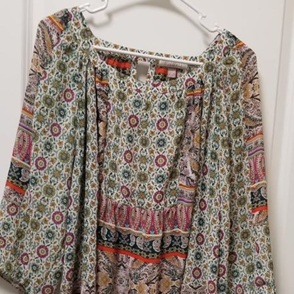 Roz & Ali Woman 2X BohoTop / Blouse Multi Colors